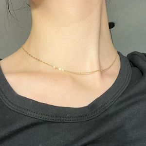 Solid 14k gold 15.5 inch choker gold chain dainty